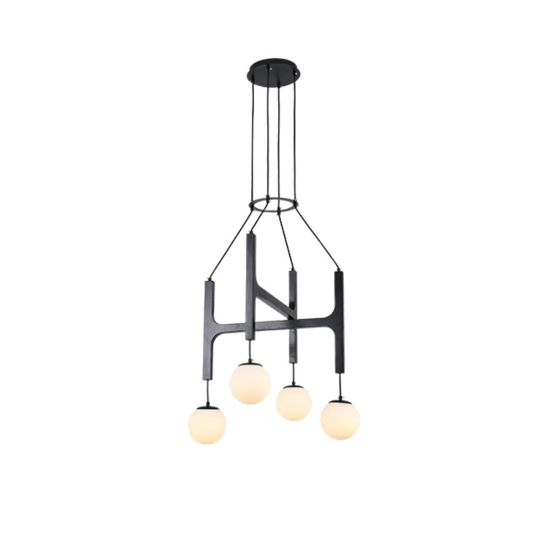 Lunna Orb Chandelier – Modern Wood and Glass Pendant Light