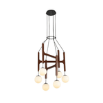 Lunna Orb Chandelier – Modern Wood and Glass Pendant Light