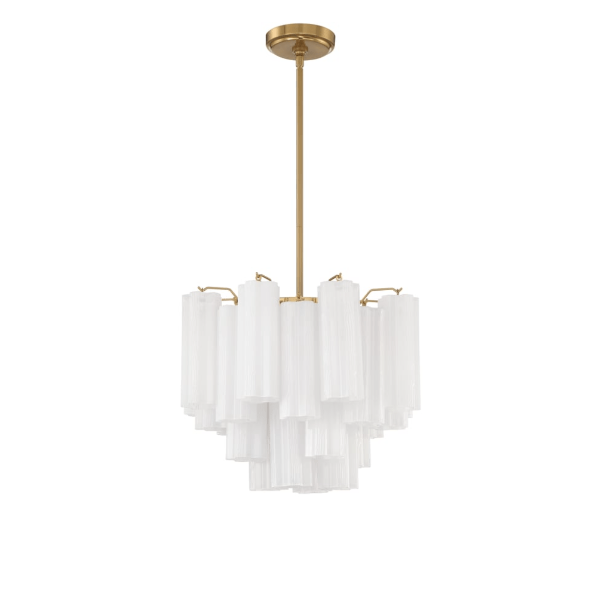 Eloria Glass Chandelier – Modern Fluted Glass Pendant Light, Gold Finish
