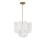Eloria Glass Chandelier – Modern Fluted Glass Pendant Light, Gold Finish