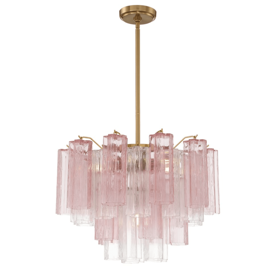 Eloria Glass Chandelier – Modern Fluted Glass Pendant Light, Gold Finish