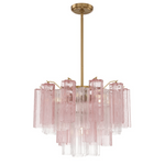 Eloria Glass Chandelier – Modern Fluted Glass Pendant Light, Gold Finish