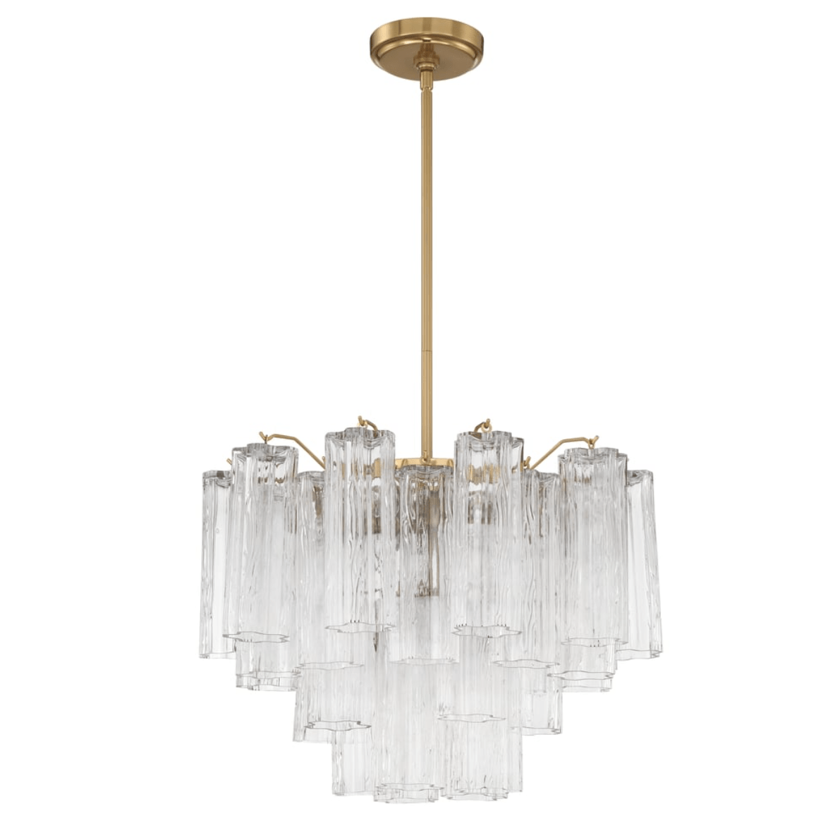 Eloria Glass Chandelier – Modern Fluted Glass Pendant Light, Gold Finish
