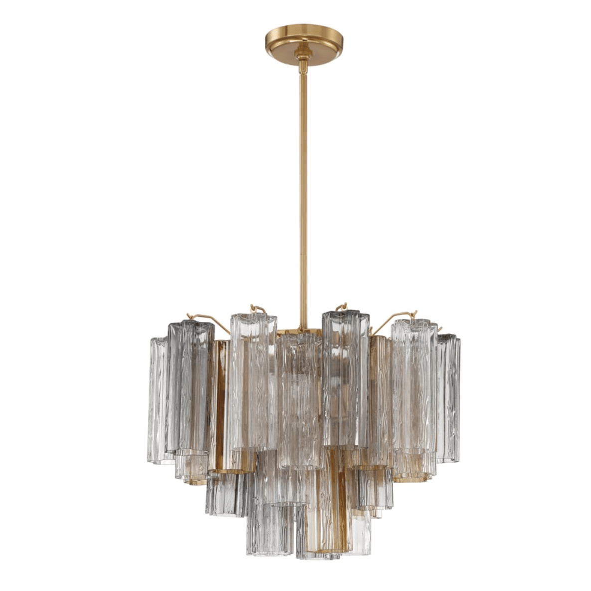 Eloria Glass Chandelier – Modern Fluted Glass Pendant Light, Gold Finish