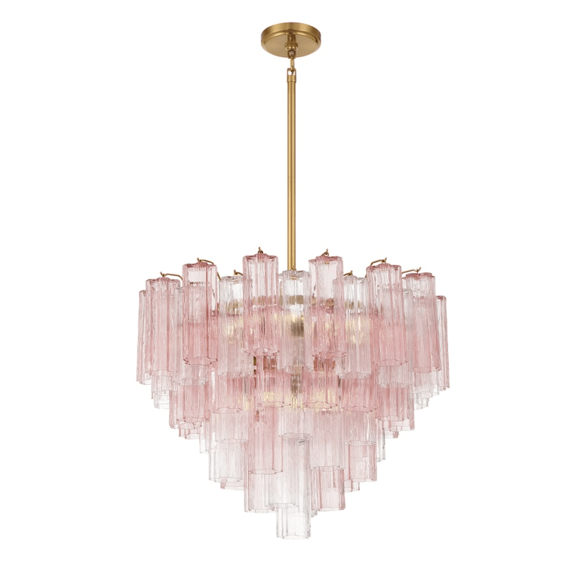 Eloria Glass Chandelier – Modern Fluted Glass Pendant Light, Gold Finish