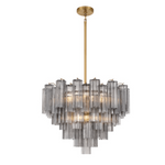 Eloria Glass Chandelier – Modern Fluted Glass Pendant Light, Gold Finish