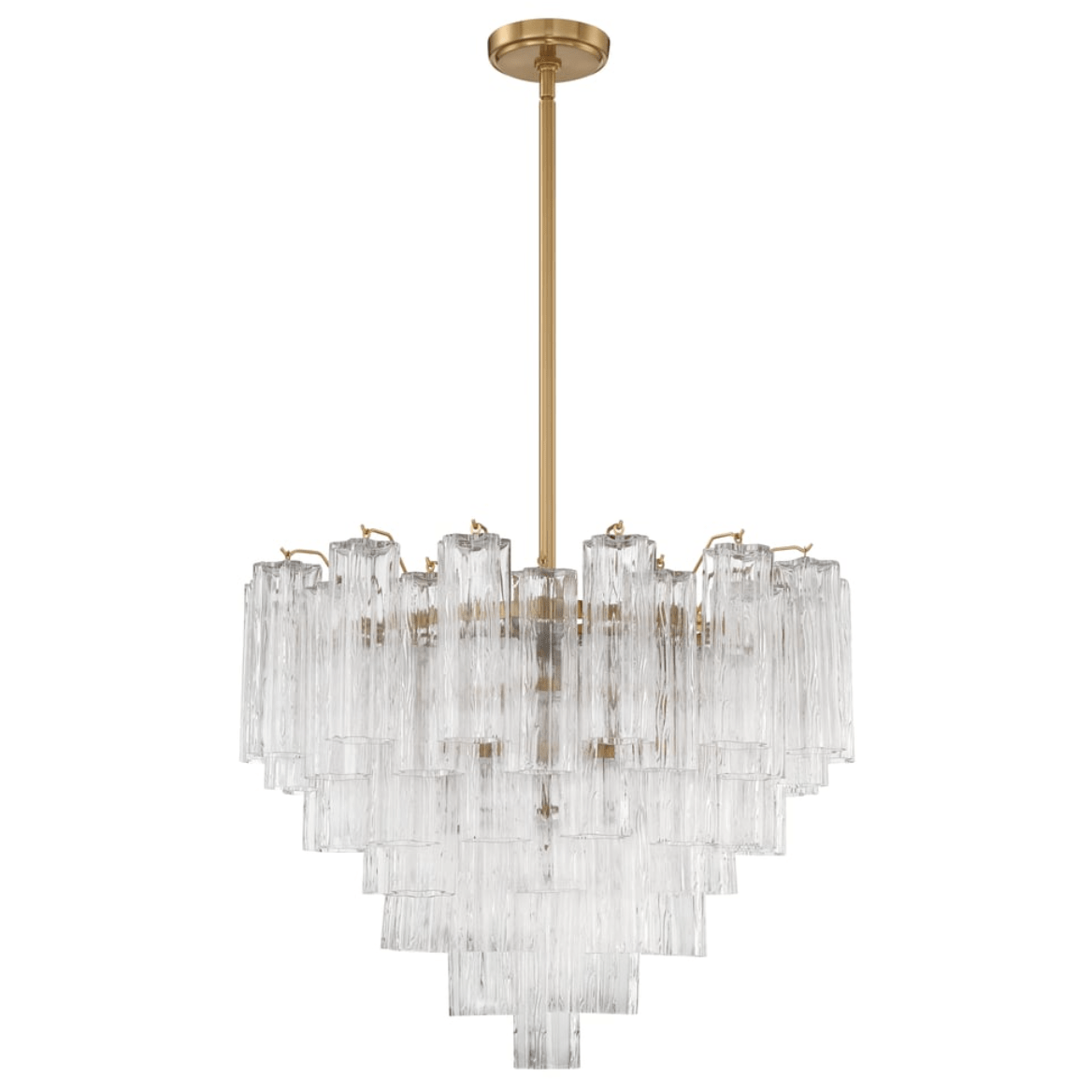 Eloria Glass Chandelier – Modern Fluted Glass Pendant Light, Gold Finish