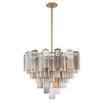 Eloria Glass Chandelier – Modern Fluted Glass Pendant Light, Gold Finish