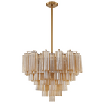 Eloria Glass Chandelier – Modern Fluted Glass Pendant Light, Gold Finish