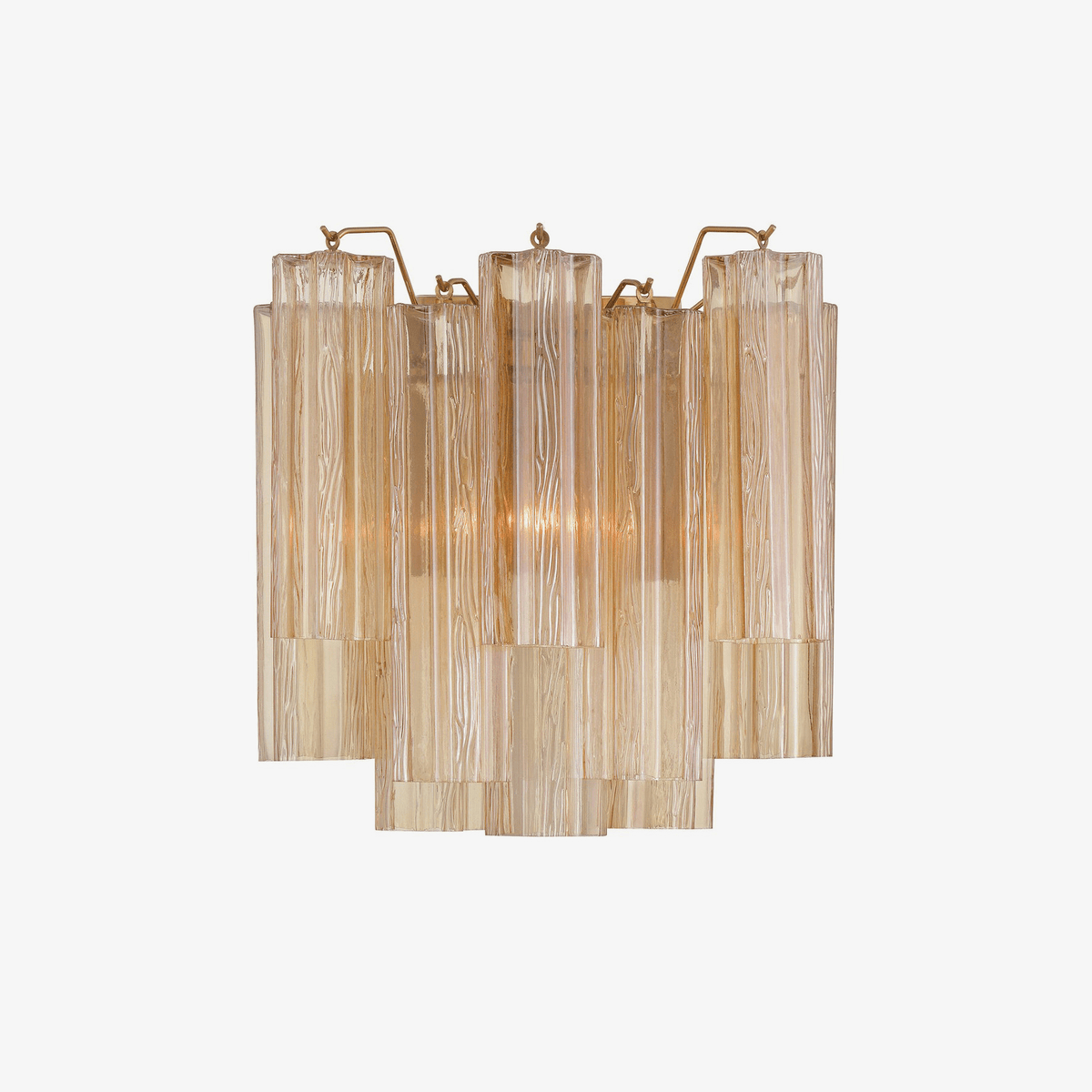 Eloria Glass Wall Sconce — Tiered Fluted Glass, Gold Frame