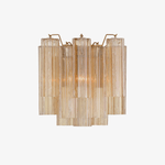 Eloria Glass Wall Sconce — Tiered Fluted Glass, Gold Frame