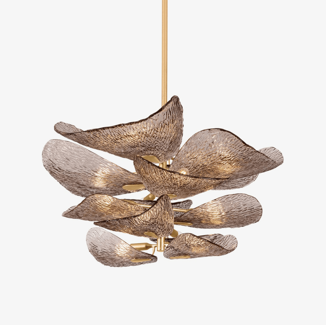 Cardiff Modern Glass Chandelier with Gold Leaf Finish for Dining Room and Living Room