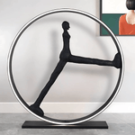Time Walker Sculptural Floor Lamp with LED Ring, Matte Black