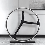 Time Walker Sculptural Floor Lamp with LED Ring, Matte Black