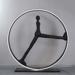 Time Walker Sculptural Floor Lamp with LED Ring, Matte Black