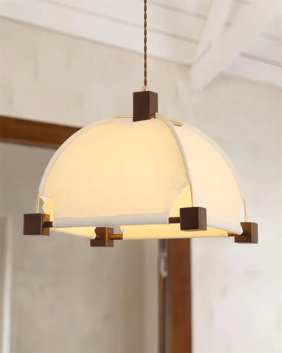 Allegra Pendant Light – Modern Wood & Fabric Designer Ceiling Lamp