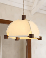 Allegra Pendant Light – Modern Wood & Fabric Designer Ceiling Lamp