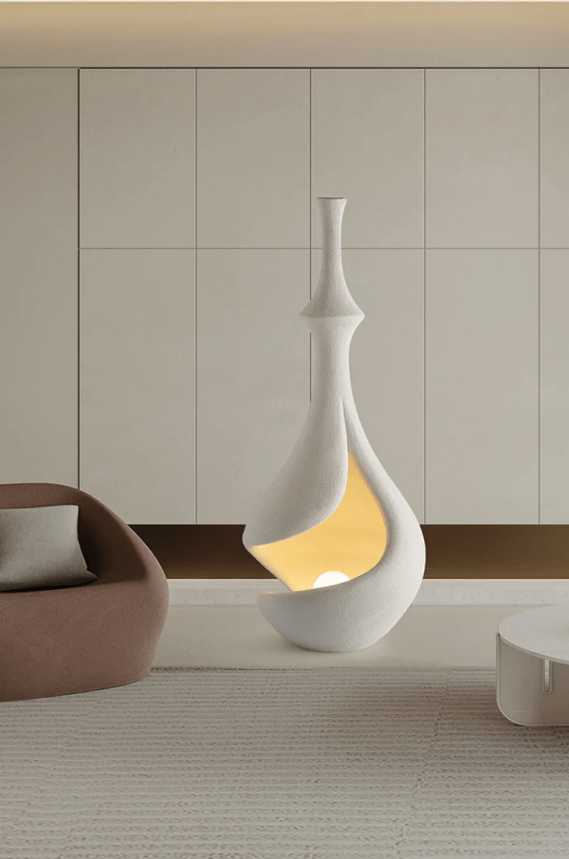 White Sere Vase Floor Lamp – Sculptural Ambient Lighting for Modern Interiors