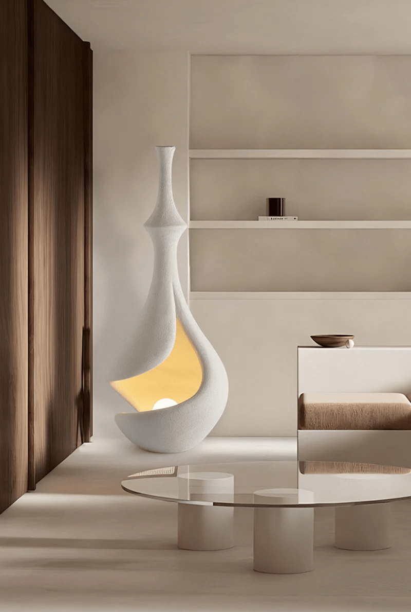 White Sere Vase Floor Lamp – Sculptural Ambient Lighting for Modern Interiors