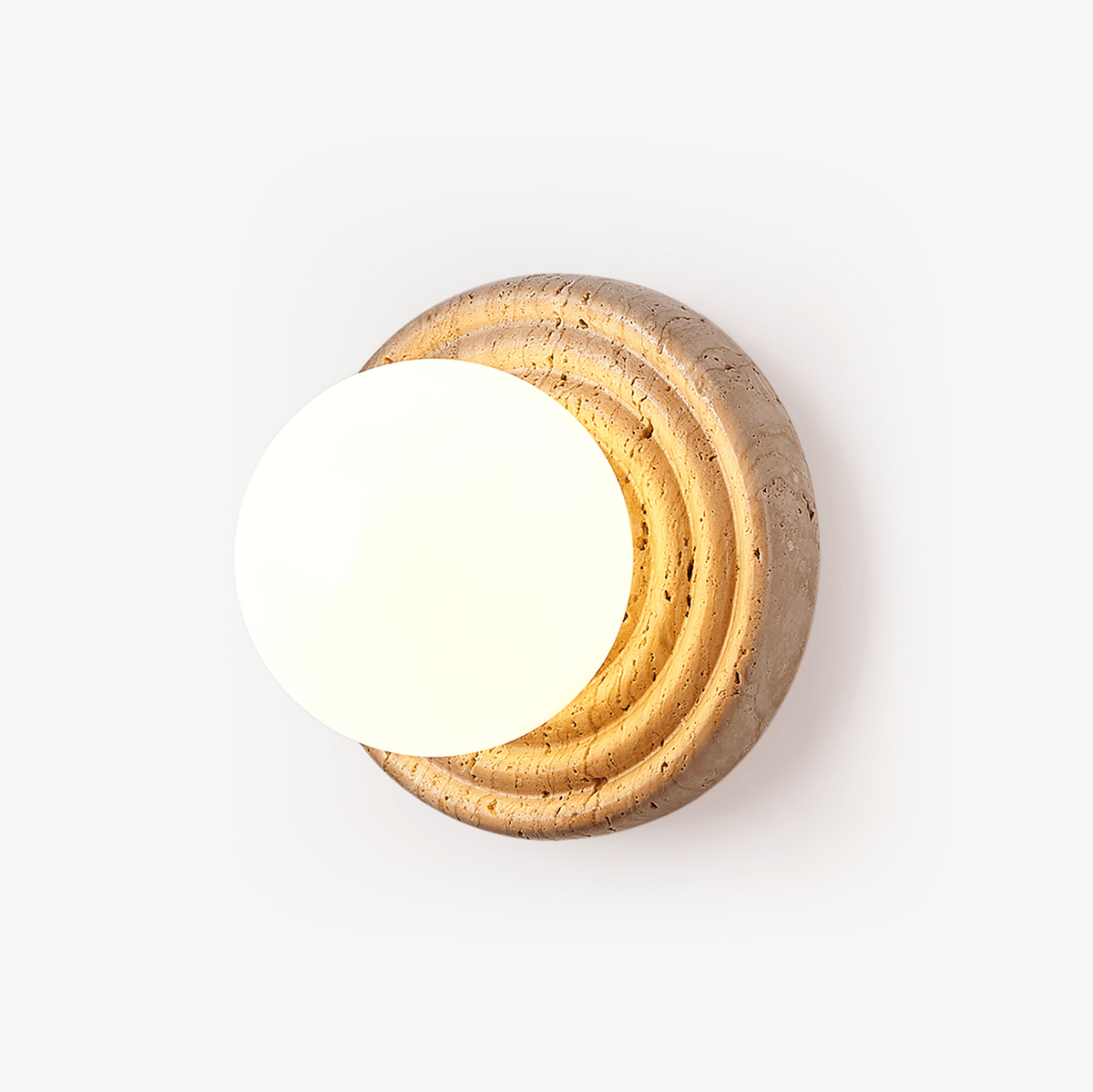 Elira Wall Sconce in Yellow Travertine with Opal Glass Shade