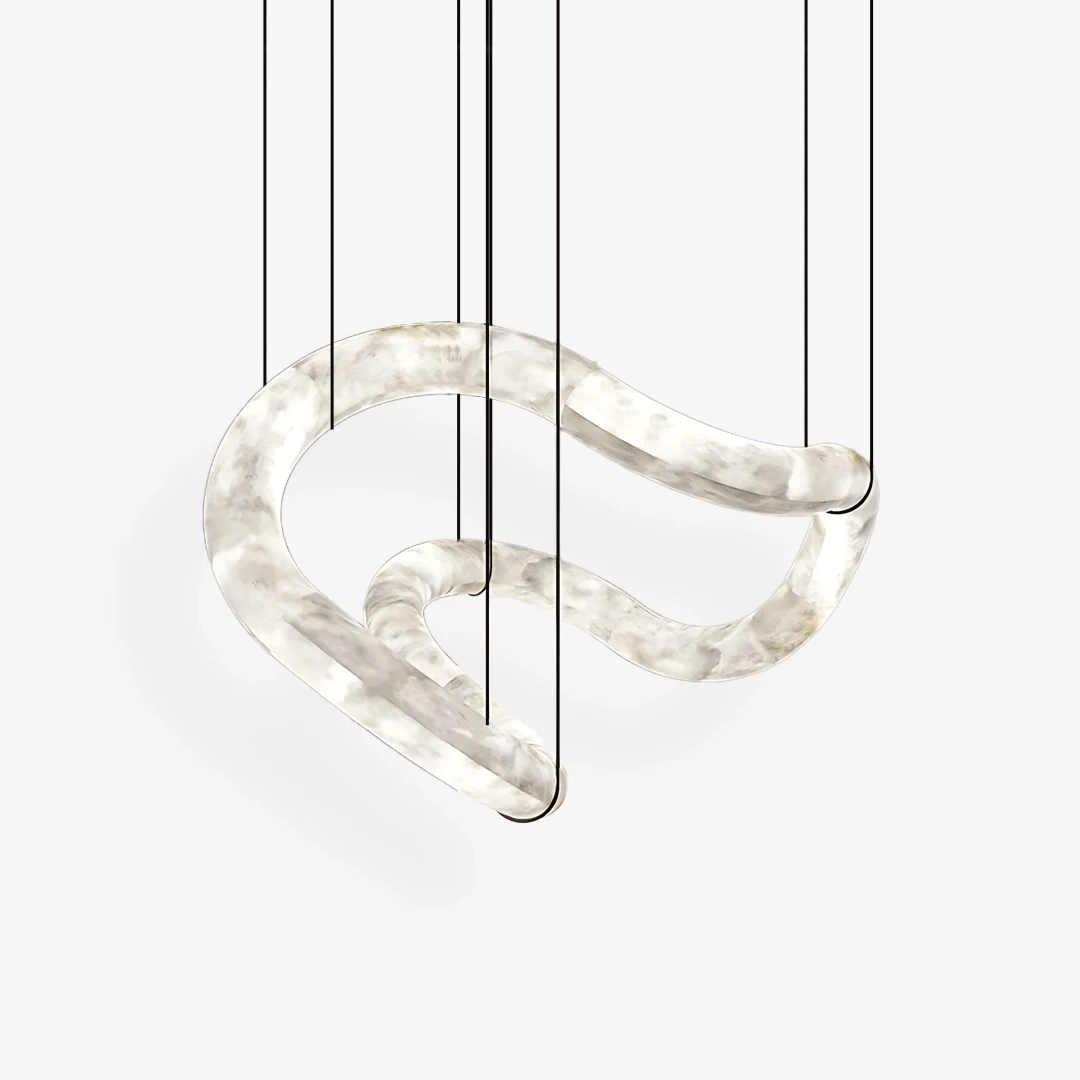 Ethereal Wave Alabaster Chandelier – Modern Sculptural Pendant Light