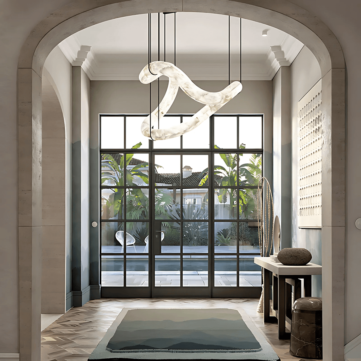 Ethereal Wave Alabaster Chandelier – Modern Sculptural Pendant Light