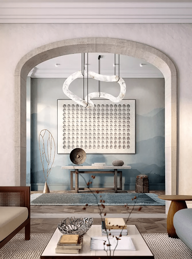 Ethereal Wave Alabaster Chandelier – Modern Sculptural Pendant Light