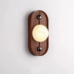 Koyan Alabaster Wall Sconce with Walnut Wood Accent