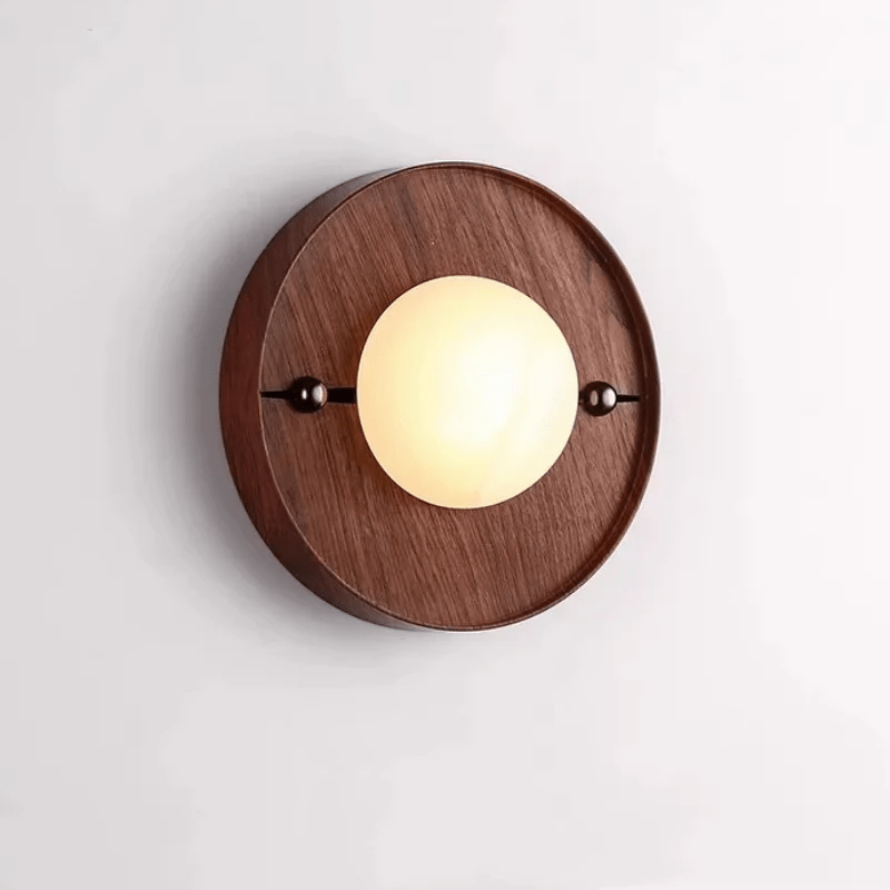 Koyan Alabaster Wall Sconce with Walnut Wood Accent