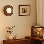 Koyan Alabaster Wall Sconce with Walnut Wood Accent