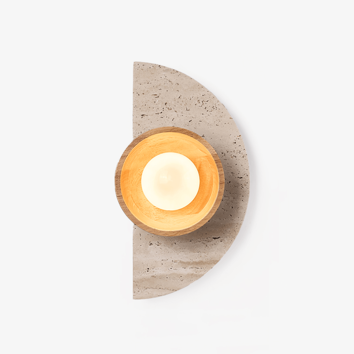 Soleners Travertine Wall Sconce with Wooden Shade