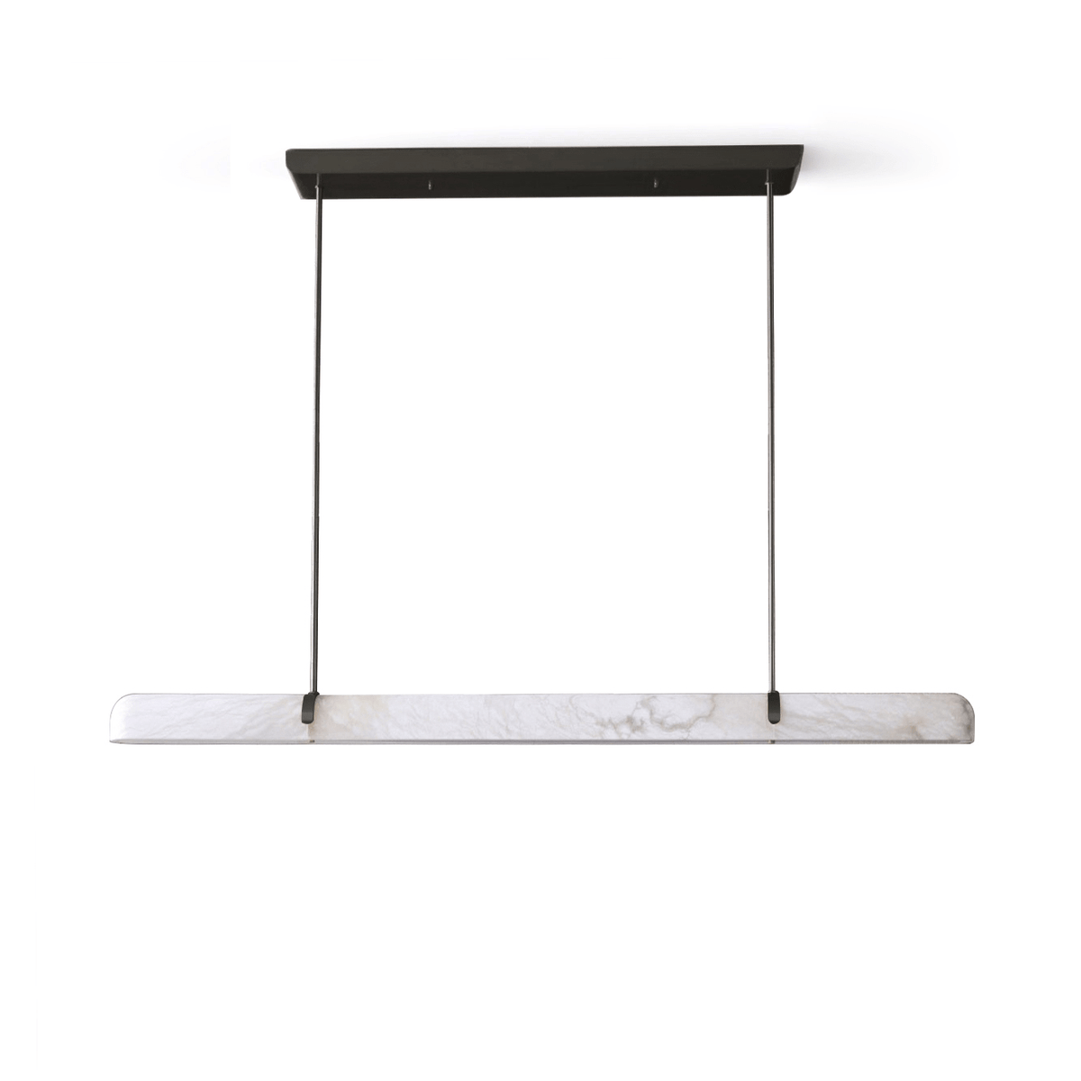 Linear Alabaster Chandelier in Brass or Black, Modern LED Pendant Light for Dining Room and Living Room