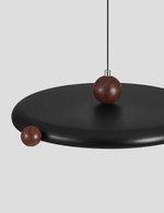 Orbit Line Swing Arm Pendant Light – Modern LED Ceiling Lamp with Wood Accents