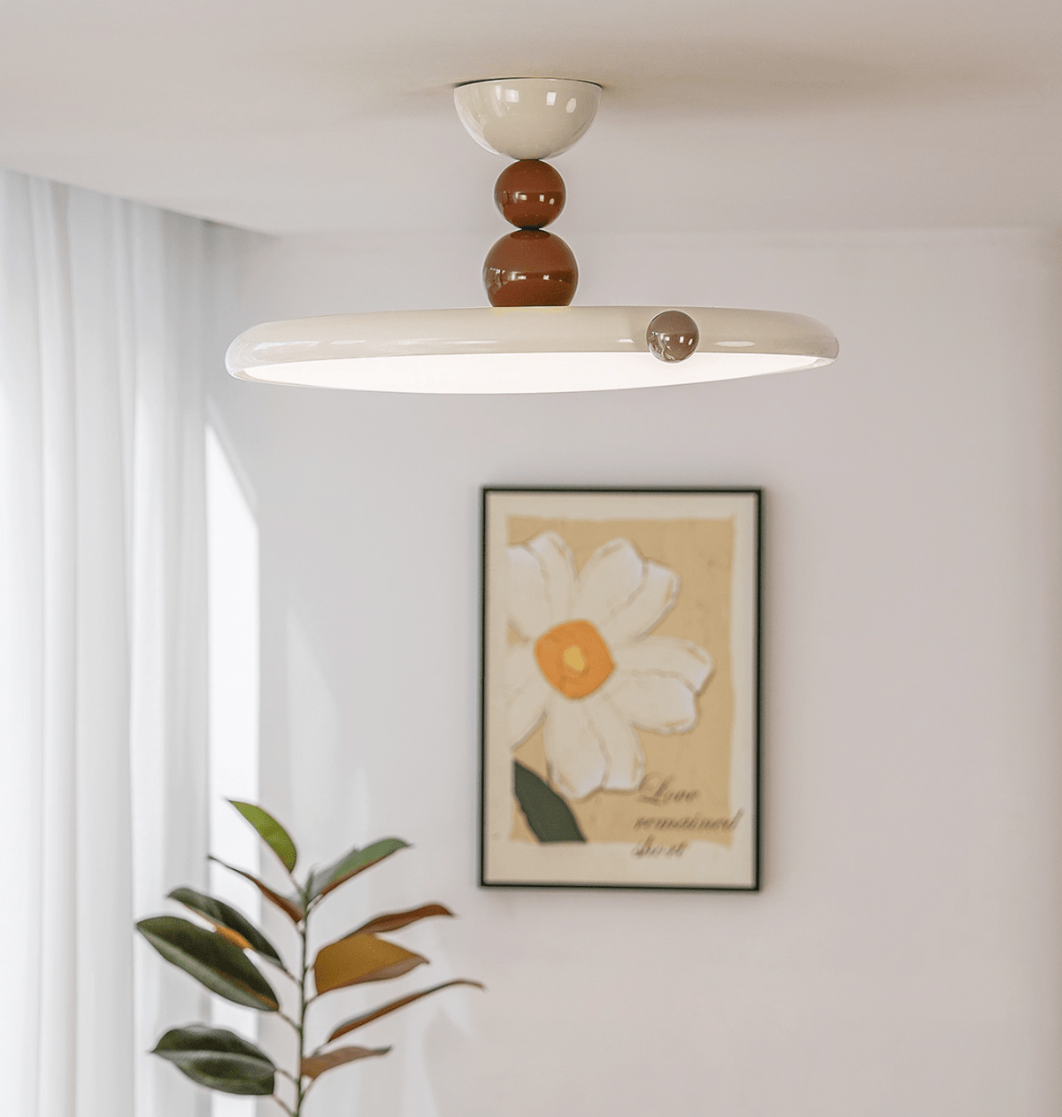 Moondrop Ceiling Light – Modern LED Flush Mount with Terracotta Accents