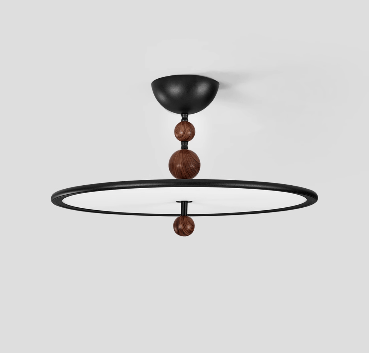 Eclipsa Modern LED Flush Mount Ceiling Light in Black and Walnut