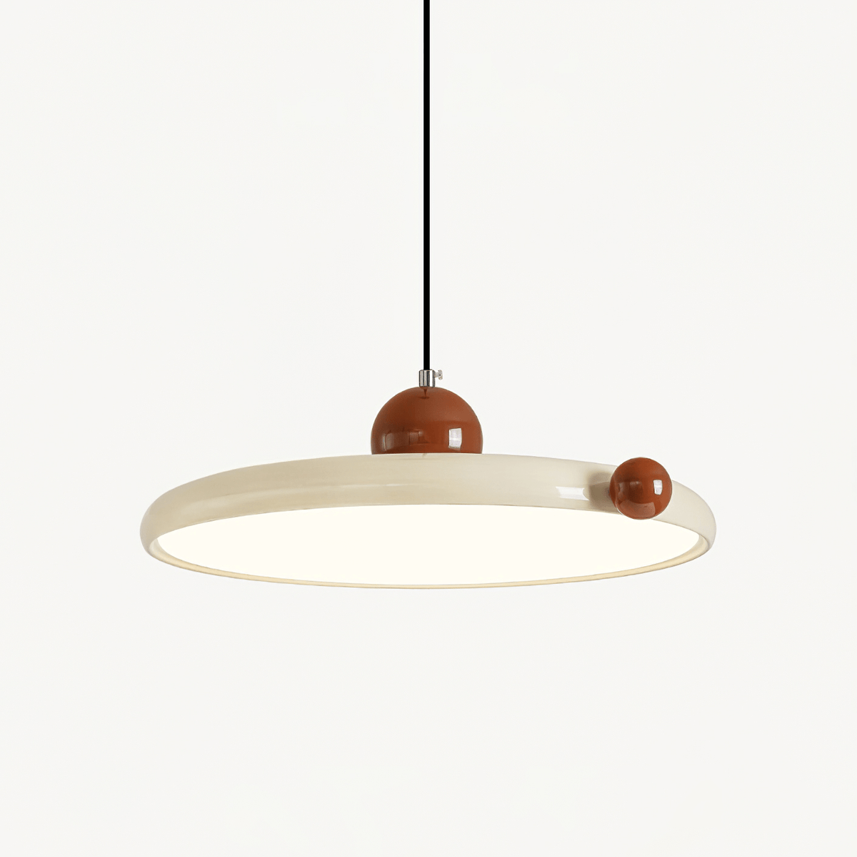 Lola Round LED Pendant Light in Cream and Terracotta