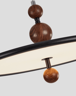 Eclipsa Modern Pendant Light with Walnut Finish and Black Metal Halo