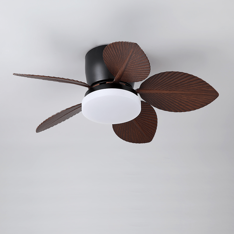 Leaf Breeze Ceiling Fan Light with LED – Modern Walnut or Black Finish