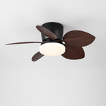 Leaf Breeze Ceiling Fan Light with LED – Modern Walnut or Black Finish