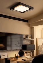 Kurin Wood Frame Ceiling Light – Modern Flush Mount LED for Bedroom, Dining, Living Room