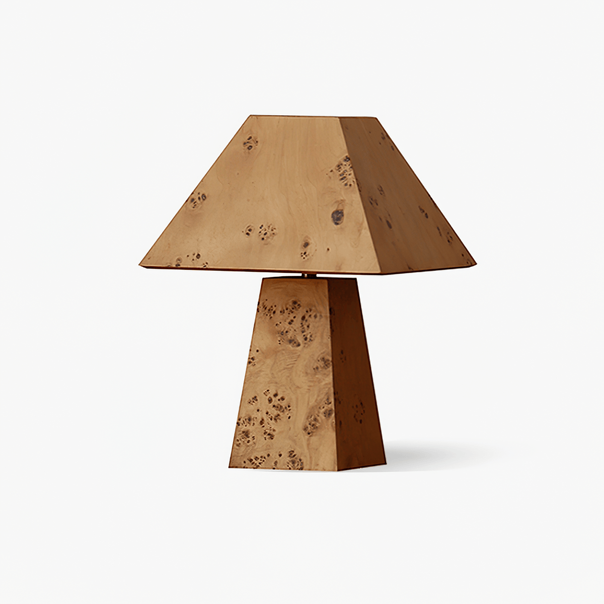 Alder Sculptural Burl Wood Table Lamp with Geometric Shade