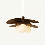 Aurelian Bloom Wooden Pendant Light with Opaline Glass Globes