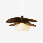 Aurelian Bloom Wooden Pendant Light with Opaline Glass Globes