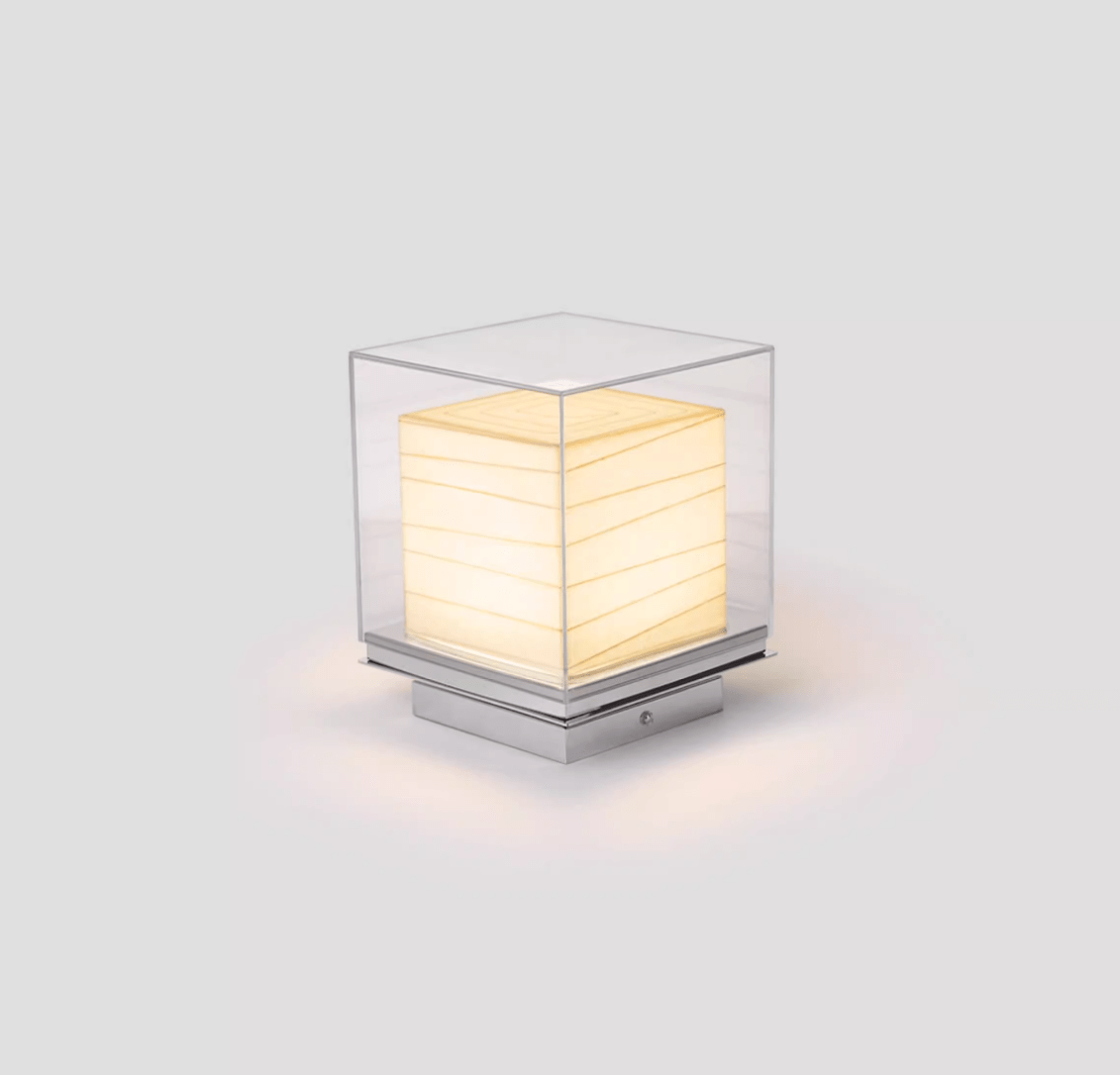 Lumo Cube Table Lamp – Modern Glass & Fabric LED Accent Light