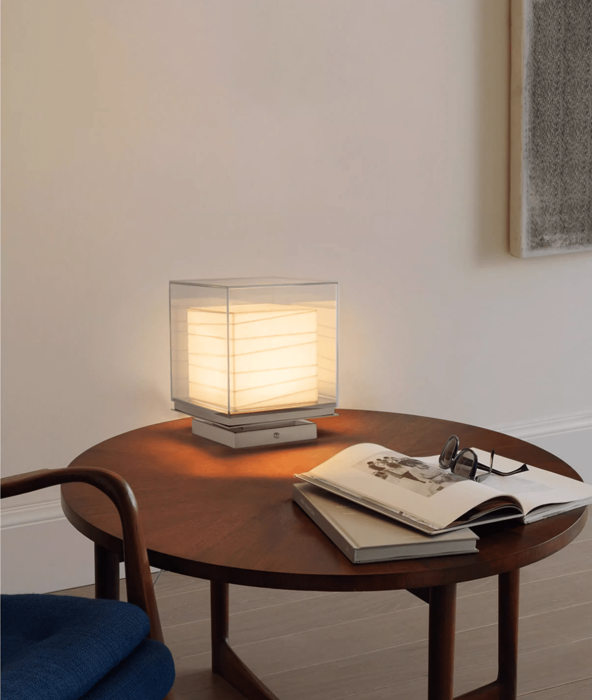 Lumo Cube Table Lamp – Modern Glass & Fabric LED Accent Light