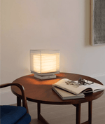 Lumo Cube Table Lamp – Modern Glass & Fabric LED Accent Light