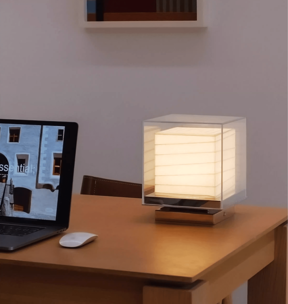 Lumo Cube Table Lamp – Modern Glass & Fabric LED Accent Light