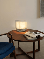 Lumo Cube Table Lamp – Modern Glass & Fabric LED Accent Light