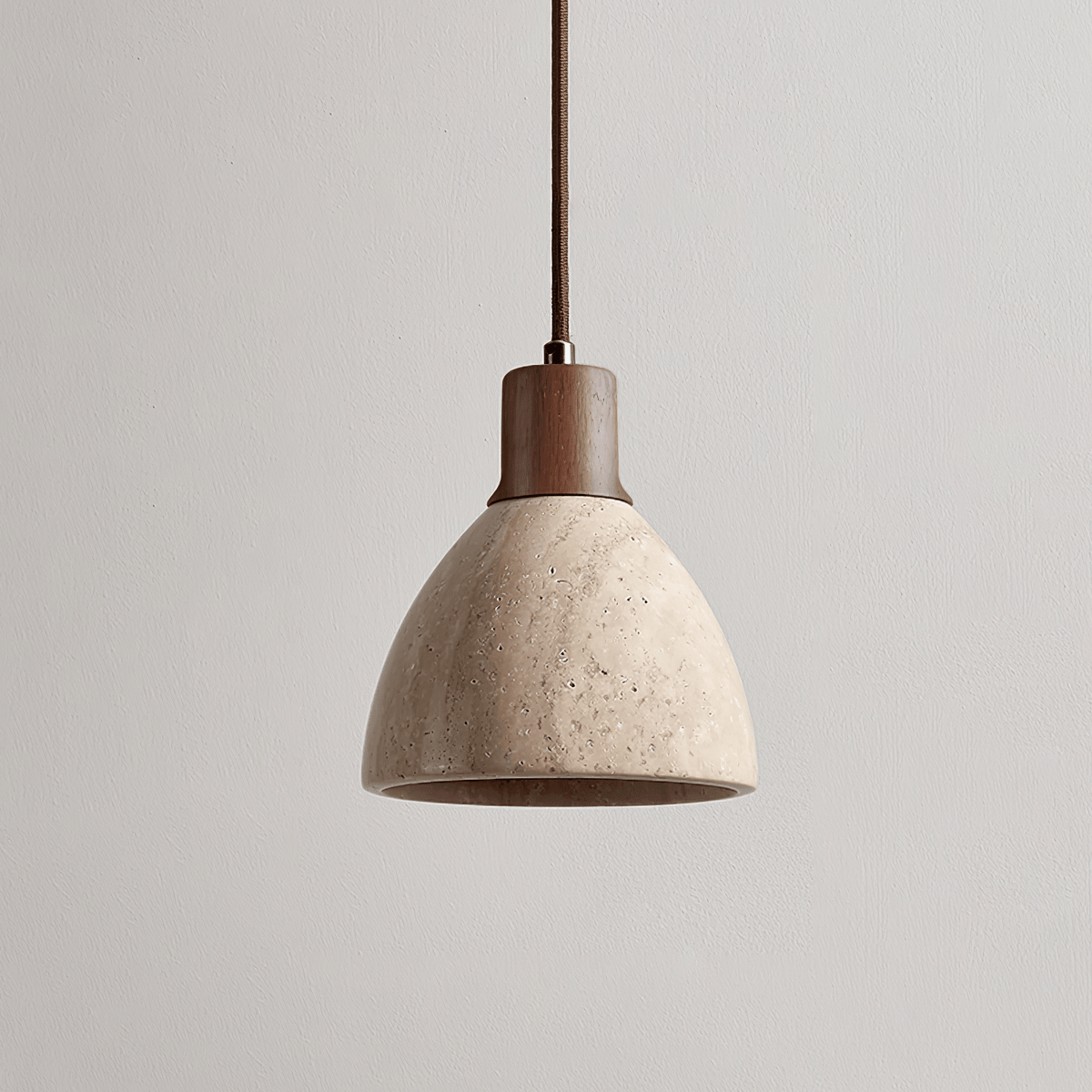 Nerio Pendant Light in Natural Travertine and Wood