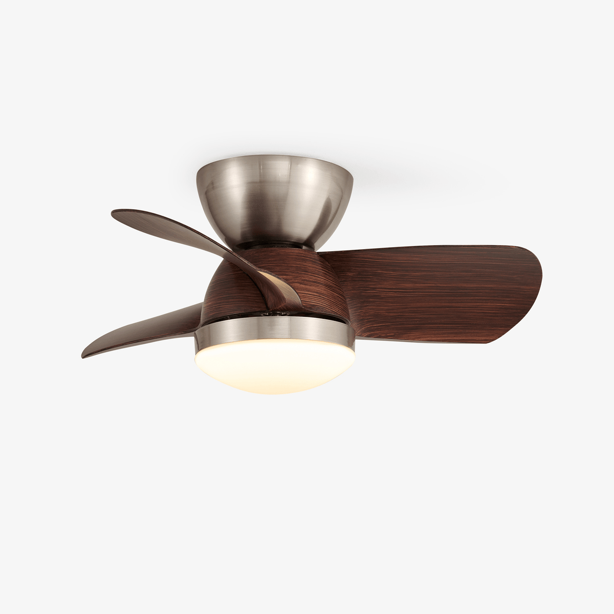 Miroter Ceiling Fan Light with LED, Flush Mount, Walnut & Nickel